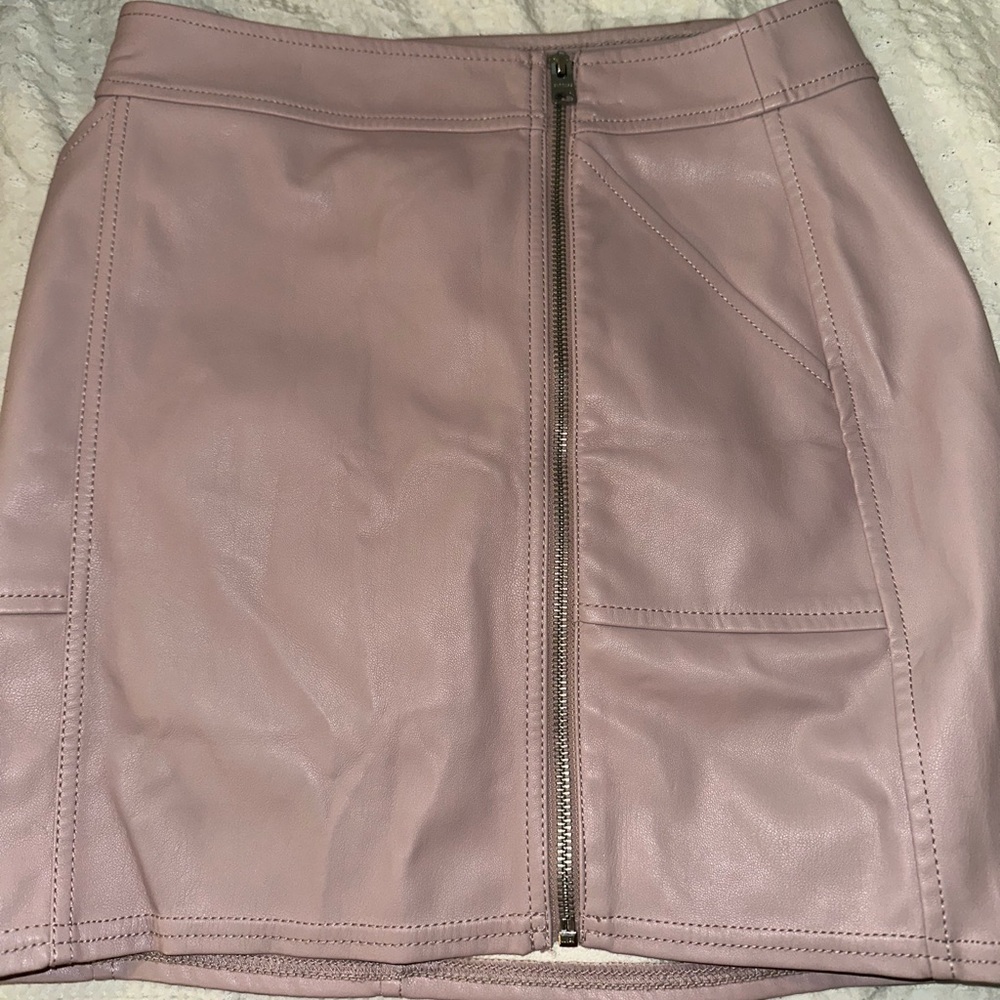 Pink leather skirt